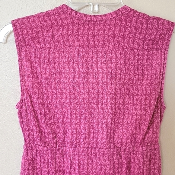 Eddie Bauer Magenta Geometric Print Drawstring Cotton Dress - Size 4 - Picture 5 of 7